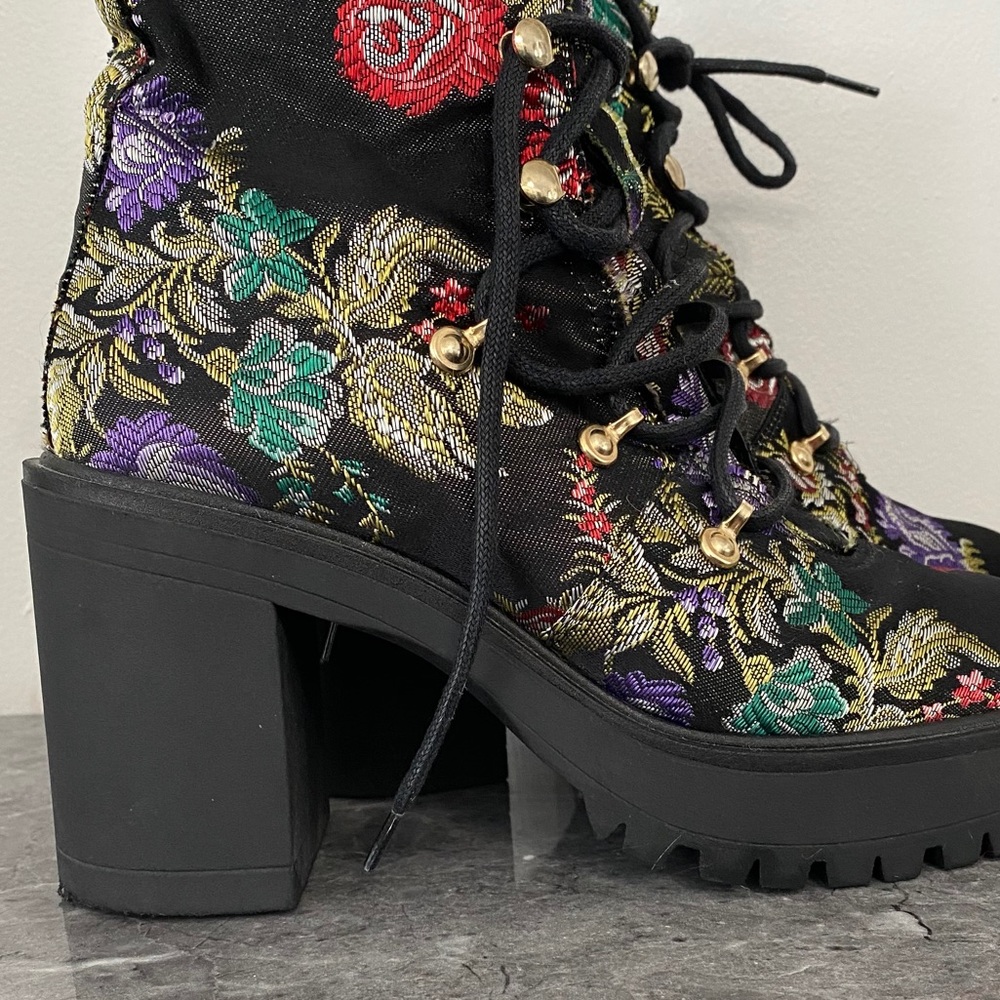 VAGABOND $225  *NIB* tapestry floral chunky rubber tread  boots ⇒ Anthropologie - Picture 7 of 12